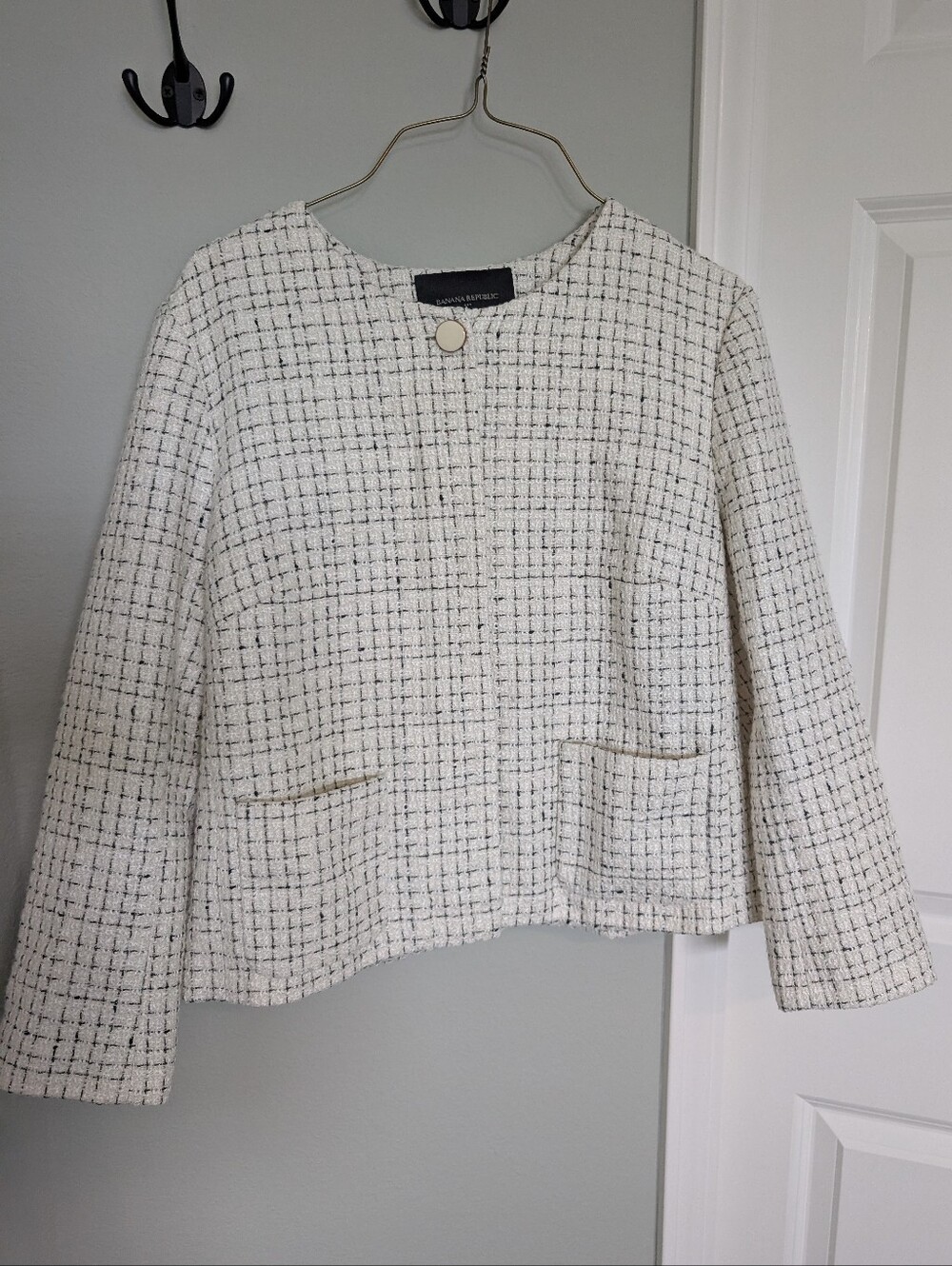 Banana Republic Single Button Boucle Jacket Tweed-Style Sz 12